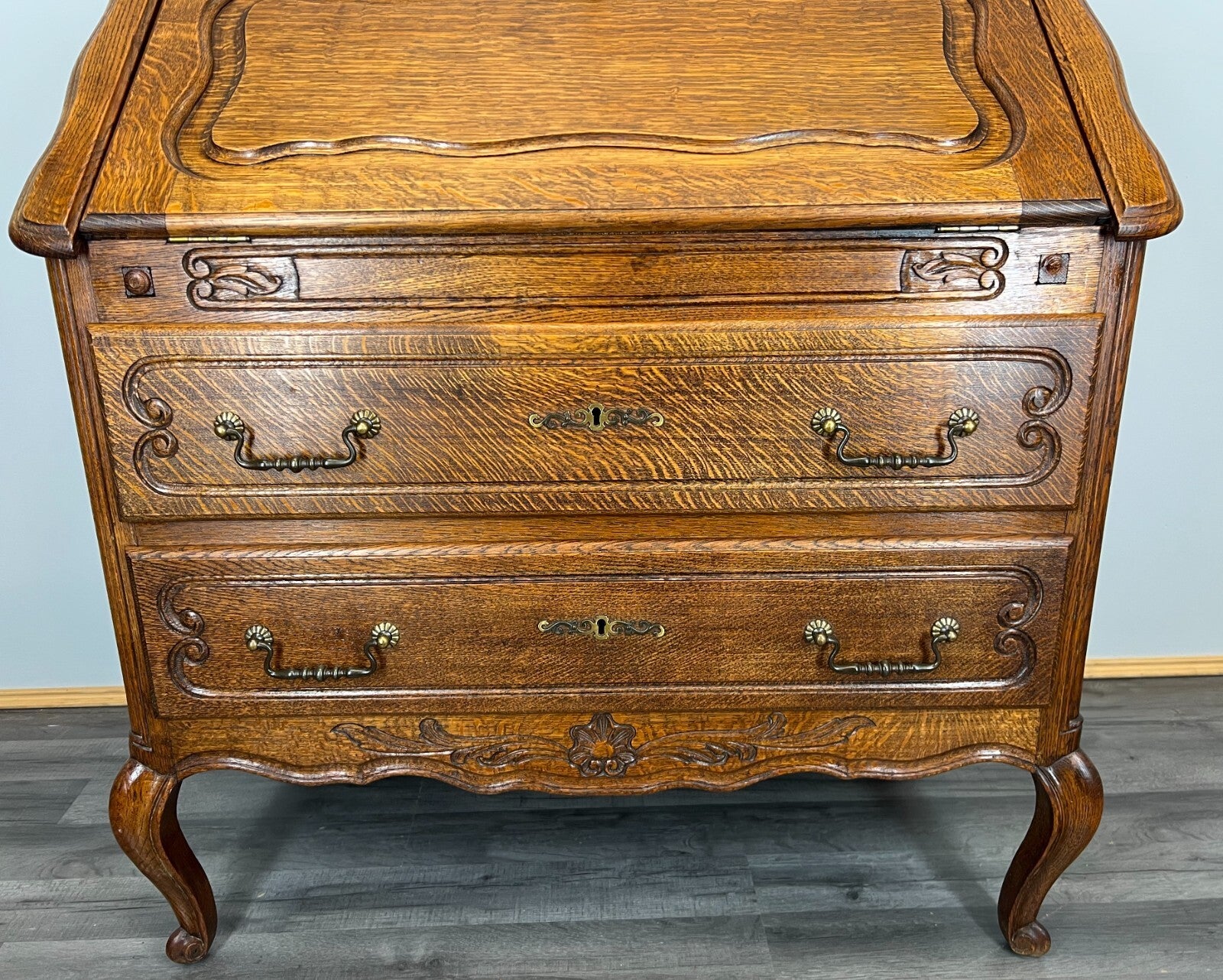 Secretaire Writing Desk Antique French Style Bureau Drop Front Cabinet LOT 35235