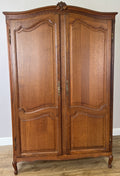 Wardrobe Vintage French Louis Style Oak Two Door Carved Armoire Cabinet LOT 610210