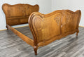 Bed Frame Vintage French Louis XVI Style Oak Double Carved Panel LOT 4086