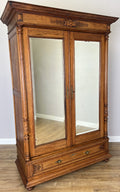 Wardrobe Antique French Oak Two Door Mirrored Carved Armoire Cabinet LOT 61200