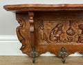 Coat Rack Vintage French Carved Oak Wall Mounted 6 Hooks Rack Hanger LOT 62055