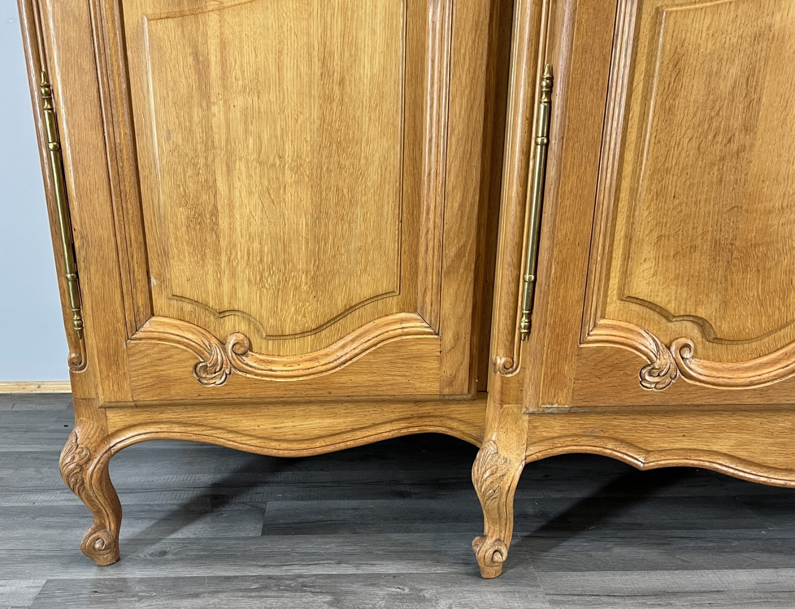 Wardrobe Vintage French Louis XVI Oak 4 Door  Armoire with Shelves LOT 41604