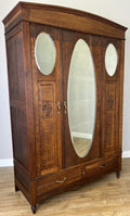 Wardrobe Antique French Oak Two Door Mirrored Carved Armoire Cabinet LOT 61220