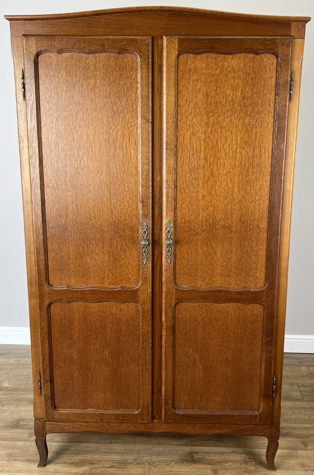 Wardrobe Vintage French Louis XVI Style Oak Two Door Carved Armoire LOT 48521