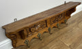French Vintage Coat Rack Oak 5 Hooks Wall Shelf Carved Coat Hanger LOT 49042