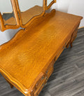 Dressing Table Vintage French Louis with Mirror Oak Vanity Makeup Table LOT 31988