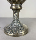Lamp Antique Style Pewter Angel Table Lamp Pleated Glass Shade LOT 51693
