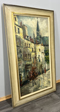 Vintage French Oil Painting City Scene Framed Artwork Signed LOT 46311