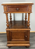 Bedside Table Antique French Walnut Marble Top Cabinet Nightstand LOT 44491