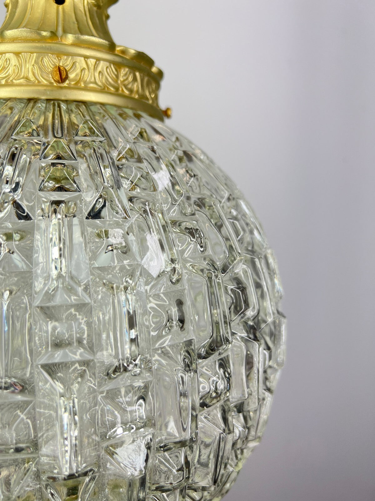 Ceiling Lamp Vintage Style Brass Pressed Crystal Pendant Chandelier LOT 52033