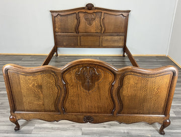 Bed Vintage French Louis XVI Double Bed Frame Oak Carved Headboard LOT 46000