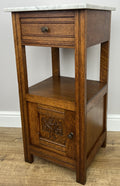Bedside Table Antique French Style Marble Top Oak Cabinet Nightstand LOT 62412