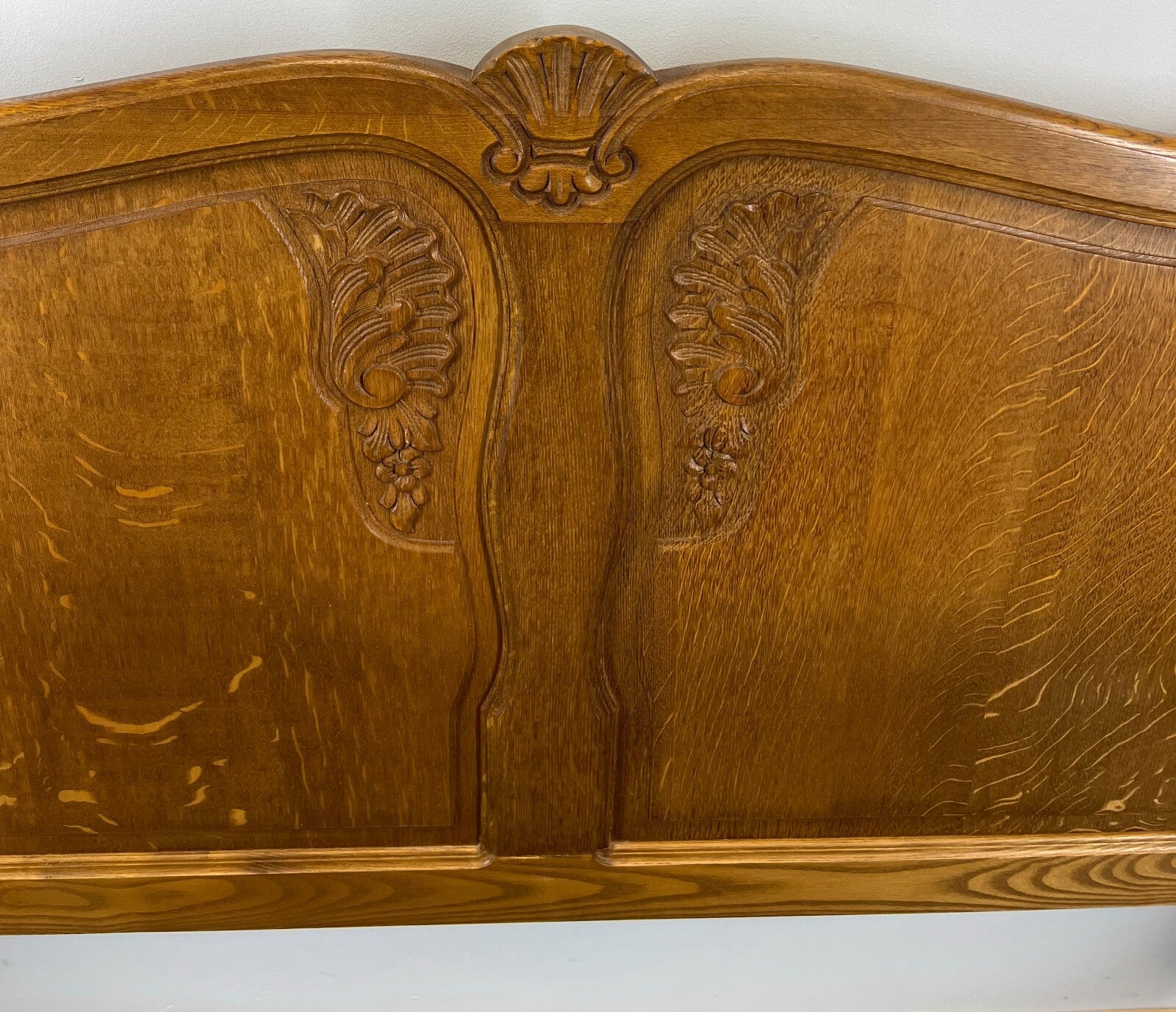 Bed Vintage French Louis XVI Double Bed Frame Oak Carved Headboard LOT 252010