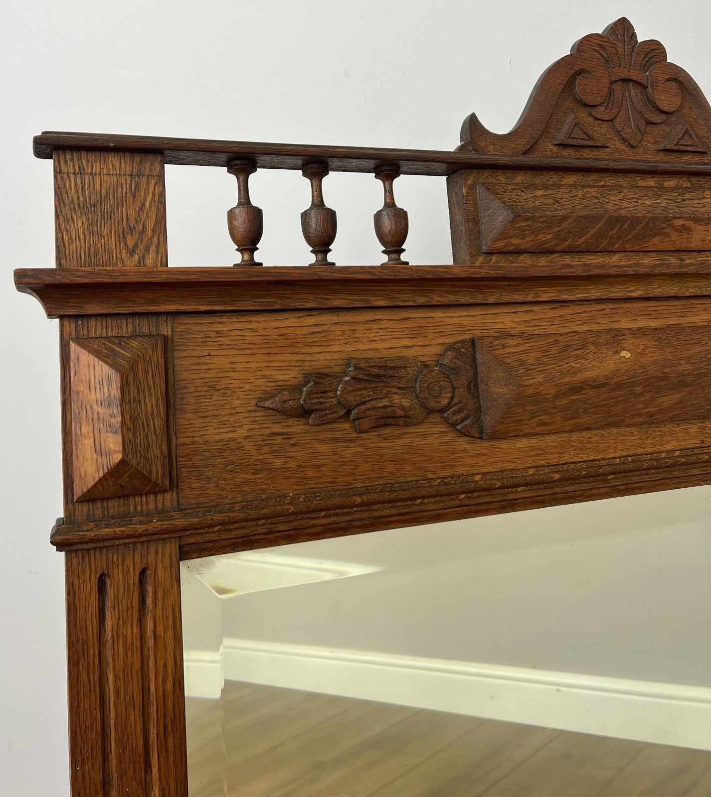 Mirror Antique French Style Wall Mirror Oak Carved Decorative Frame LOT 61664
