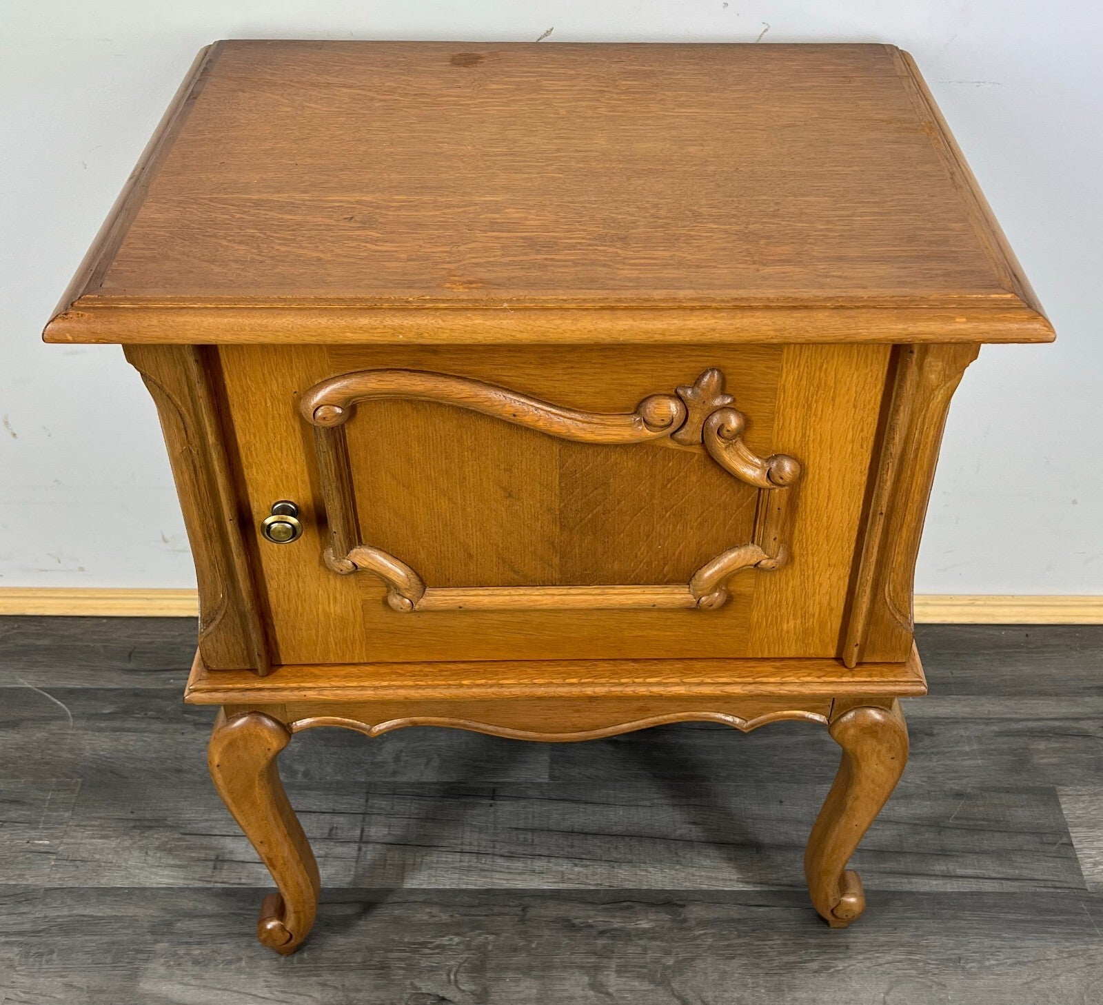 Bedside Table Vintage French Louis XVI Style Cabinet Carved Cupboard LOT 21814