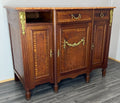 Sideboard Antique French Marble Top Inlaid Brass Detail Carved Cabinet LOT 23820
