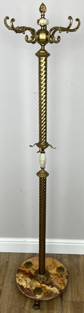 Standing Coat Hanger Vintage French Brass 9 Hooks Ornate Coat Rack LOT 609211
