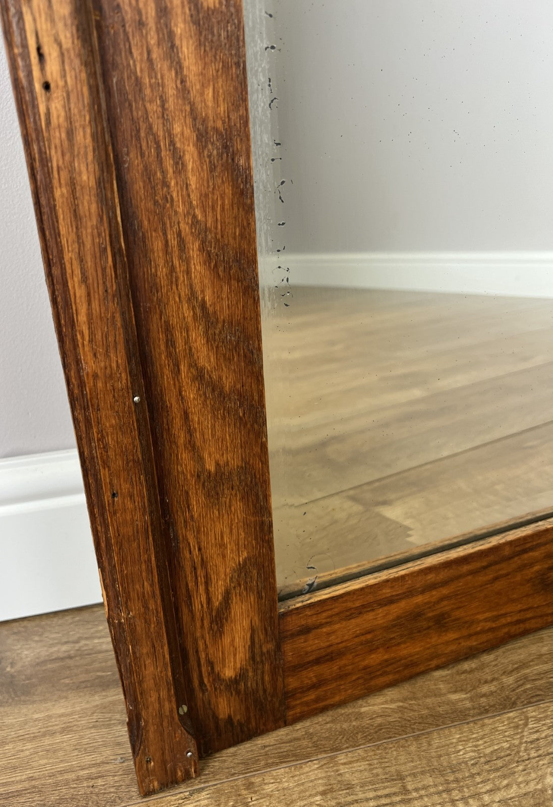 Mirror Antique French Style Wall Mirror Oak Carved Decorative Frame LOT 61857