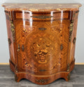 Cabinet Vintage French Marble Top Inlaid Sideboard with Brass Ormolu LOT 42841