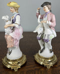 Figurines Vintage French Style Porcelain Pair on Brass Stand LOT 47551