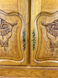Cabinet Vintage French Style Oak Carved Storage Drawers Cupboard LOT 37536
