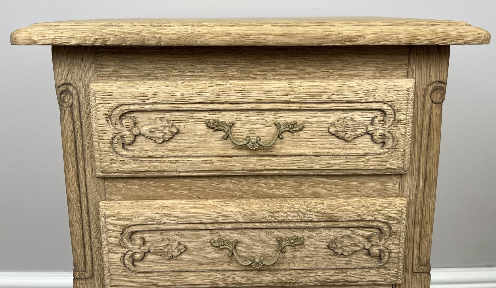 Pair of Bedside Tables Vintage French Louis Shabby Chic Oak  Cabinets LOT 49025