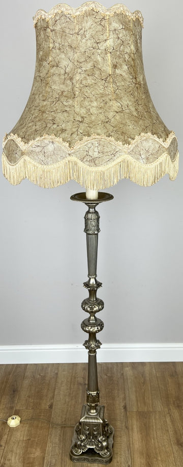Floor Lamp Vintage French Ornate Metal Standing Lamp with Tassel Shade LOT 60870