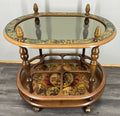 Bar Cart Vintage French Zodiac Drinks Trolley Glass Top Serving Table LOT 43940