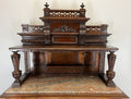 Sideboard Antique French Style Walnut Marble Display Cabinet Cupboard LOT 35764