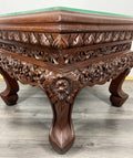 Coffee Table Plant Stand Vintage Chinese Mahogany Hand Ornate Carved  LOT 43285