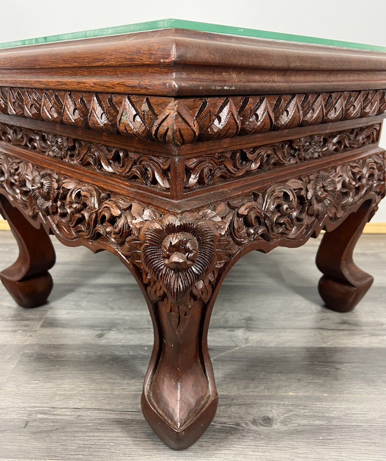 Coffee Table Plant Stand Vintage Chinese Mahogany Hand Ornate Carved  LOT 43285