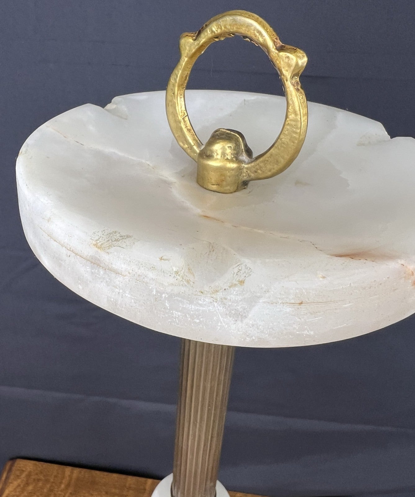 Ashtray Stand Vintage French Style Onyx Brass Floor Ashtray Stand LOT 48836