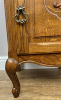 Bedside Table Vintage French Louis Style Oak Nightstand Carved Cabinet LOT 63004