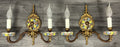 Pair of Wall Lights Vintage Spanish Porcelain Brass Floral Sconces LOT 44150