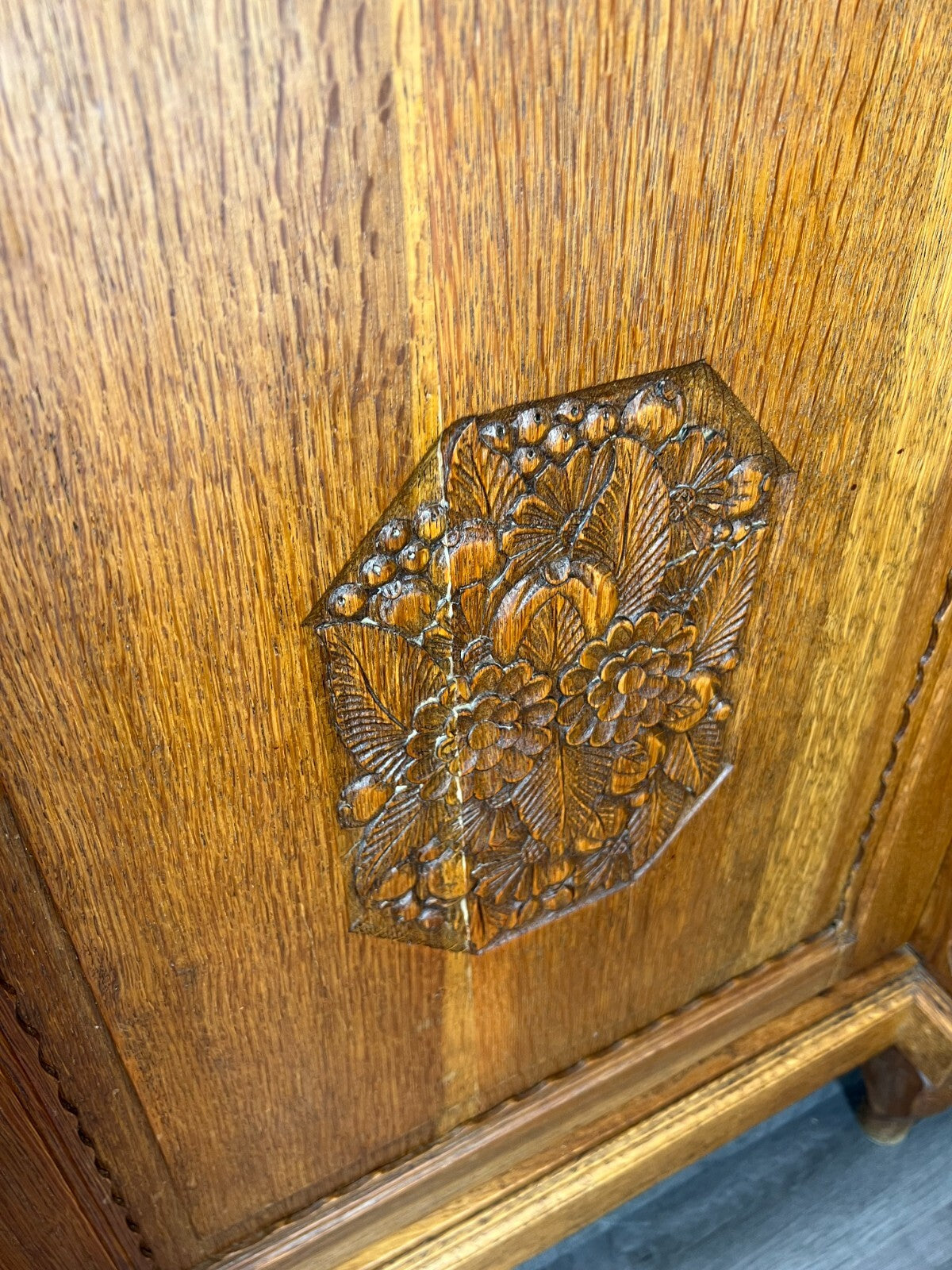 Sideboard Antique French Marble Top Cabinet Carved Storage Cupboard LOT 237113