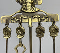 Fireplace Set Vintage French Style Brass 5 Piece Companion Set LOT 6445