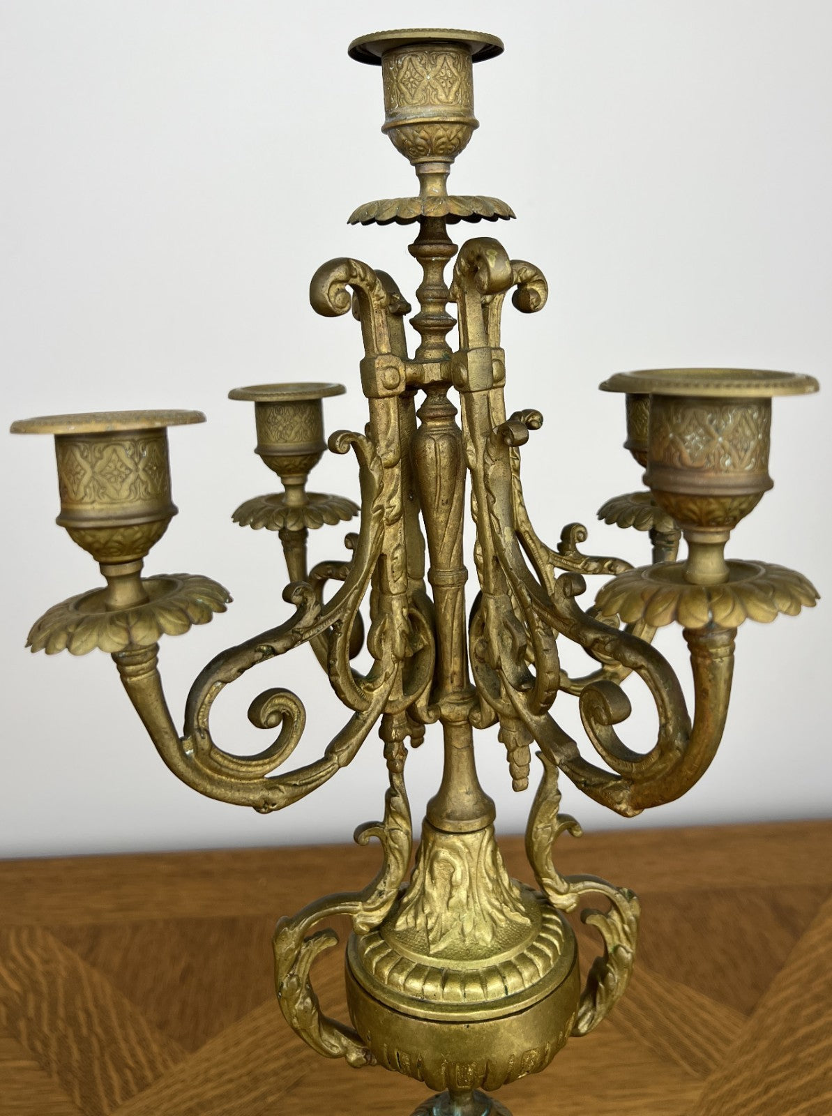 Pair of Candelabras Vintage French Style 5 Arm Ornate Candle Holders LOT 60709
