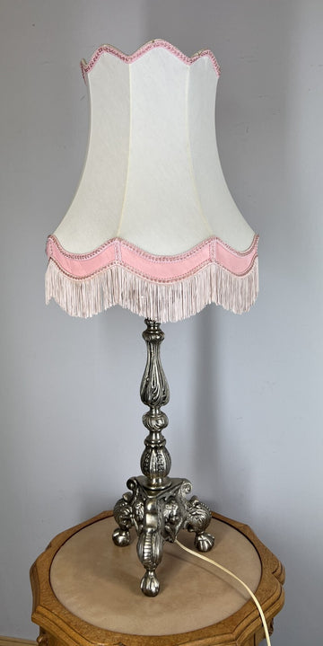 Lamp Vintage French Style Brass Ornate Table Lamp with Shade LOT 30200