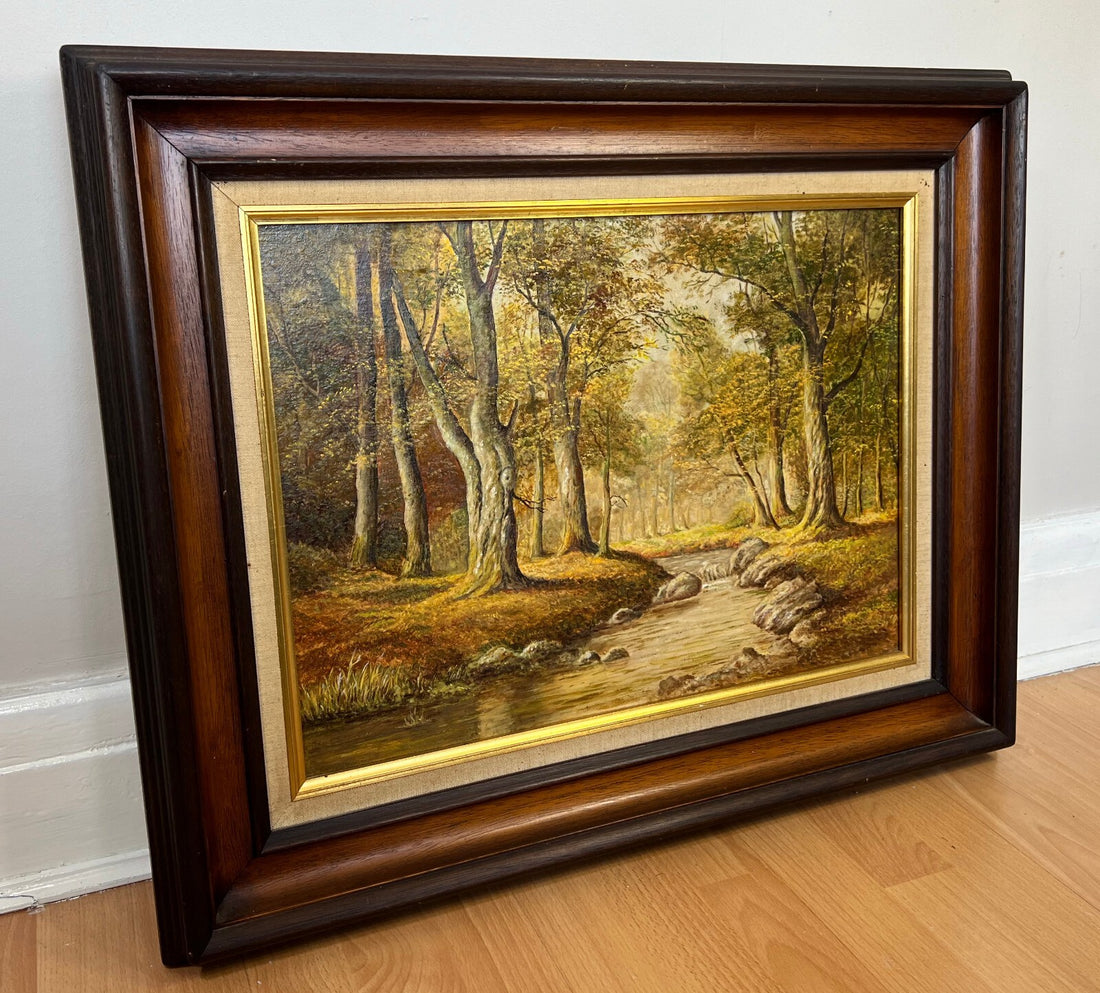 Oil Painting Vintage French Framed Landscape Woodland Art Wall Decor LOT 51310