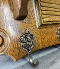 French Vintage Style Coat Rack Oak 6 Hooks Ornate Wall Shelf Coat LOT 46929