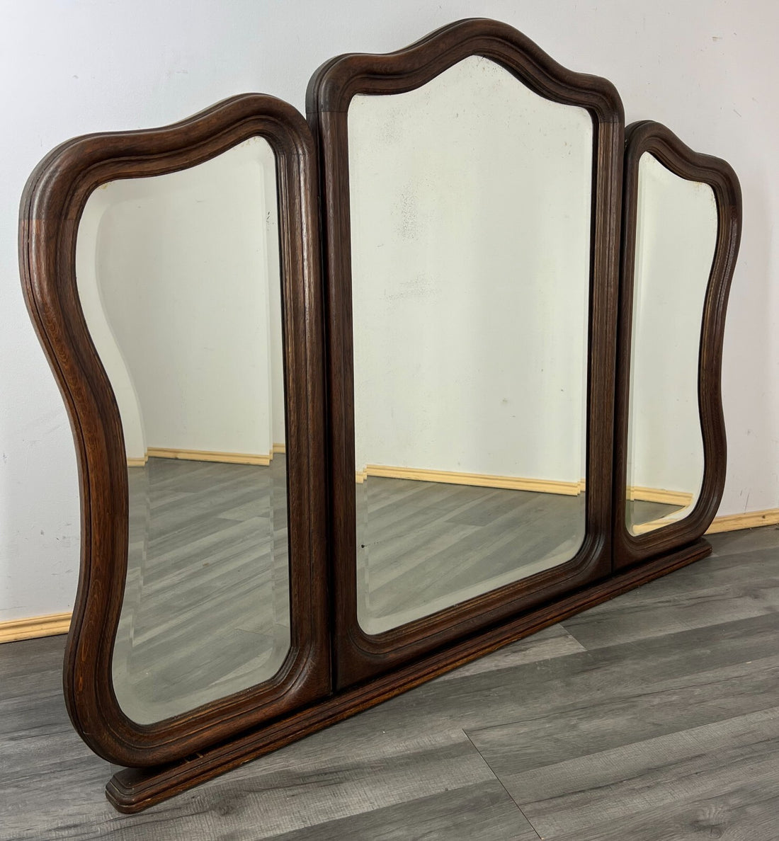 Mirror Antique French Triple Dressing Table Mirror Wood Carved Frame LOT 23150