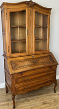 Cabinet Vintage French Louis XVI Oak Bureau Bookcase Display Cabinet LOT 63431