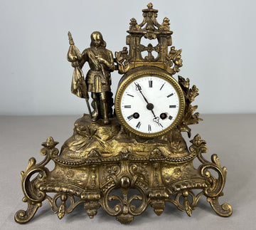 Mantel Clock Antique French Japy Frères Gilt Bronze Figure Clock LOT 36020