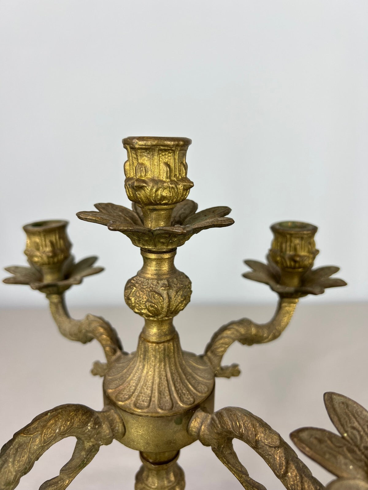 Antique French Brass Candelabra – Ornate 5-Arm Candle Holder (Lot 3604)