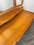 Vintage Dressing Table with Mirror French Oak Louis Vanity Table Makeup LOT 45226