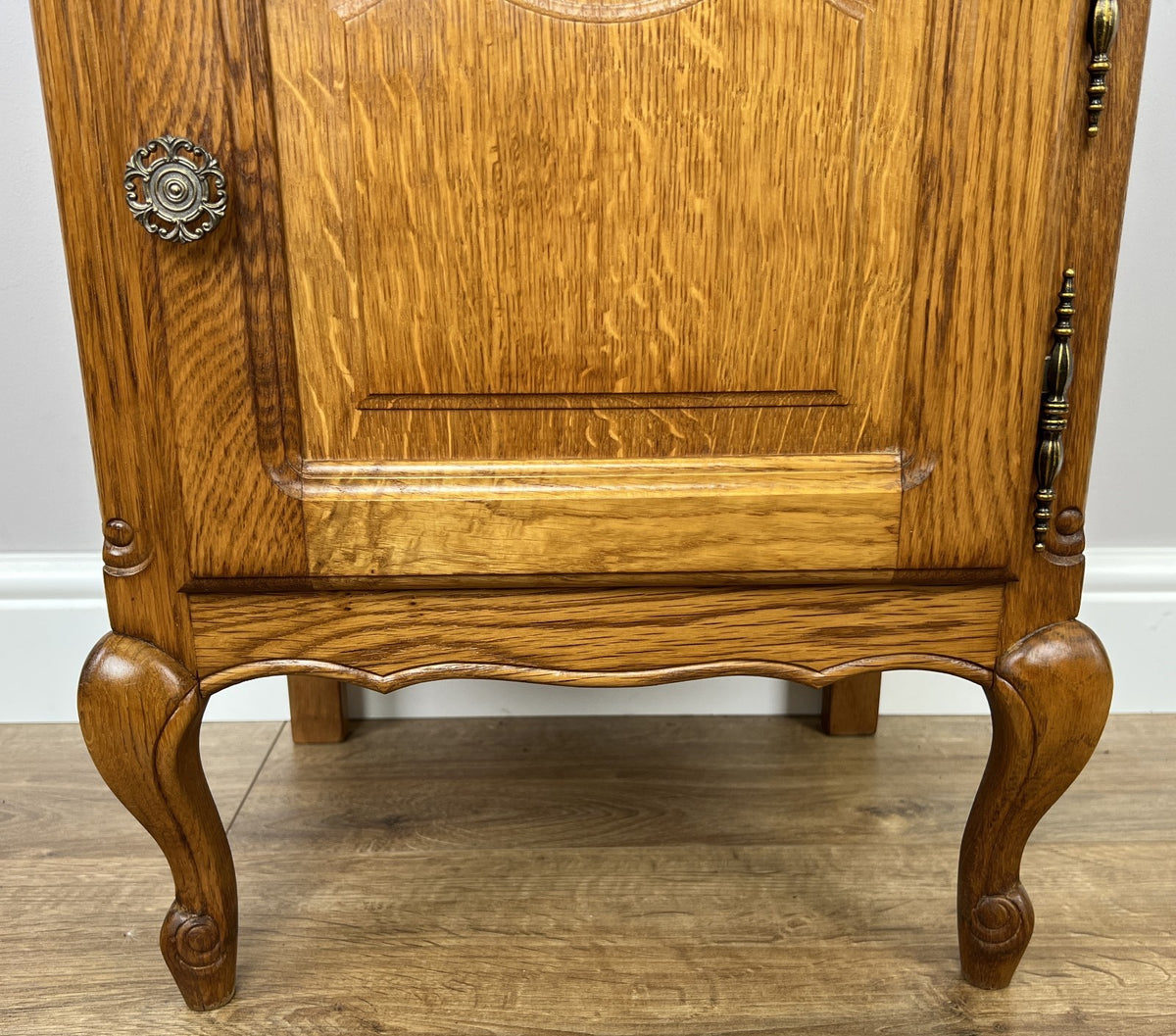 Pair of Bedside Tables Vintage French Louis Oak Nightstands Cabinets LOT 62956