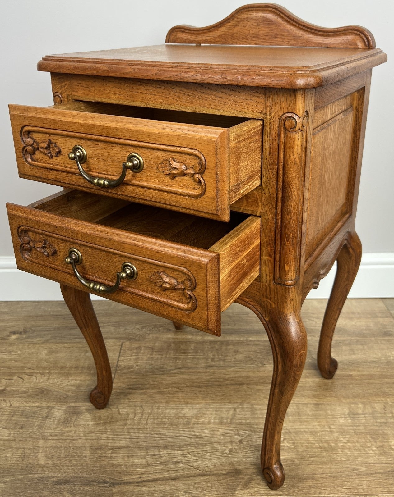 Pair of  Bedside Tables Vintage French Louis Oak Nightstands Cabinets LOT 48668
