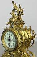 Clock Vintage French Style Brass Ornate Mantel Clock with Key LOT 6474
