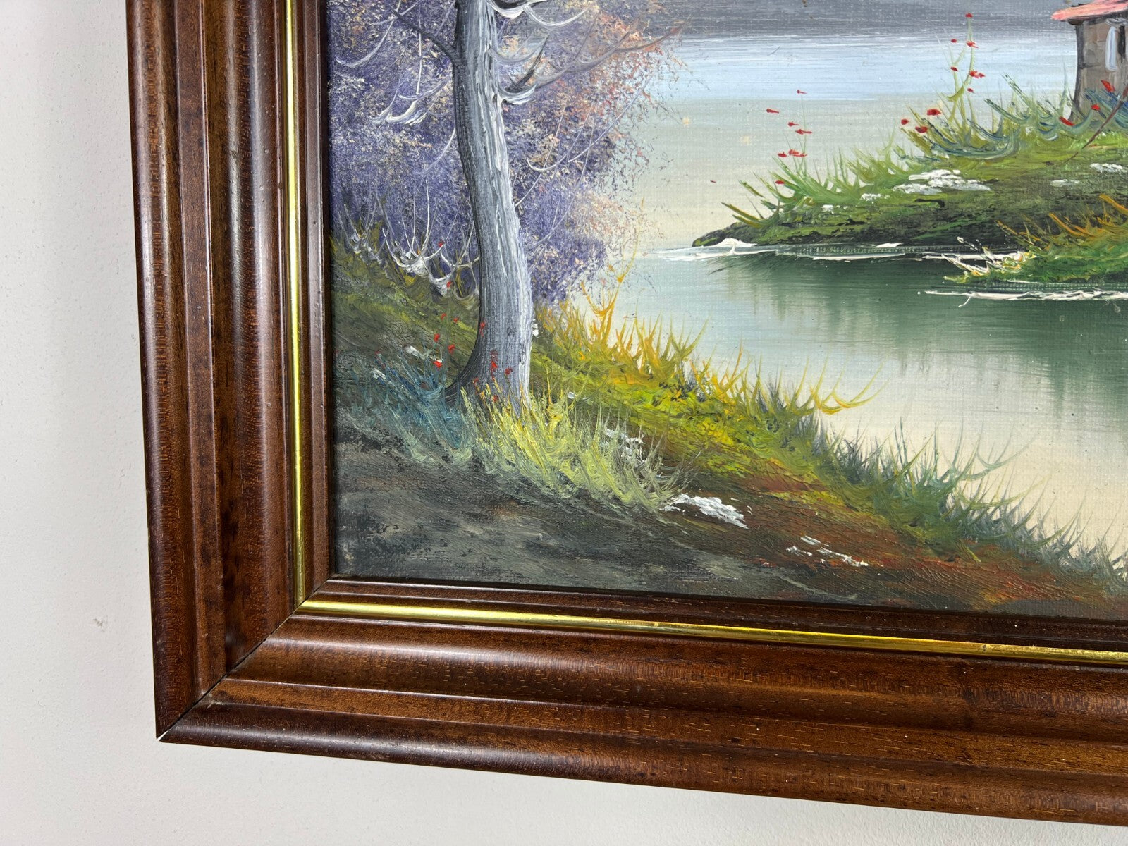 Vintage French Oil Painting Lake Mountain Scene Signed Framed Art LOT 50514