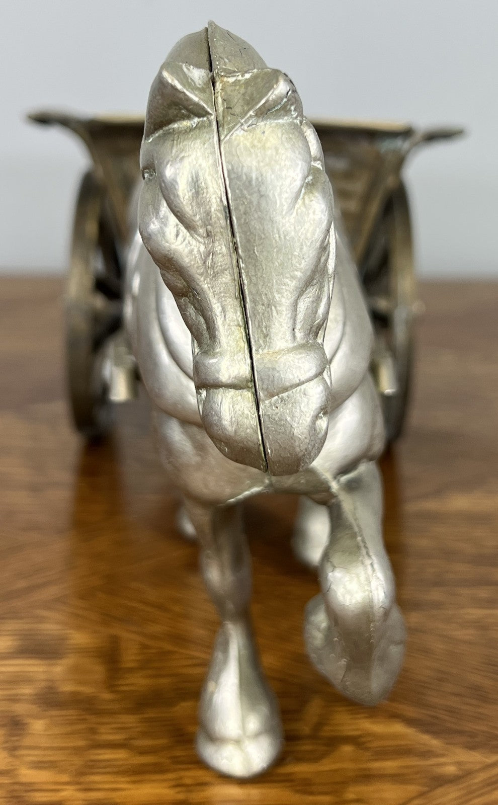 Figurine Horse Cart Vintage Style Metal Horse Drawn Wagon Sculpture LOT 467811